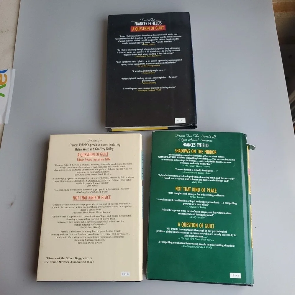 Frances Fyfield‎ 3 Book Lot Helen West Mysteries Thrillers Crime Fiction HCDJ